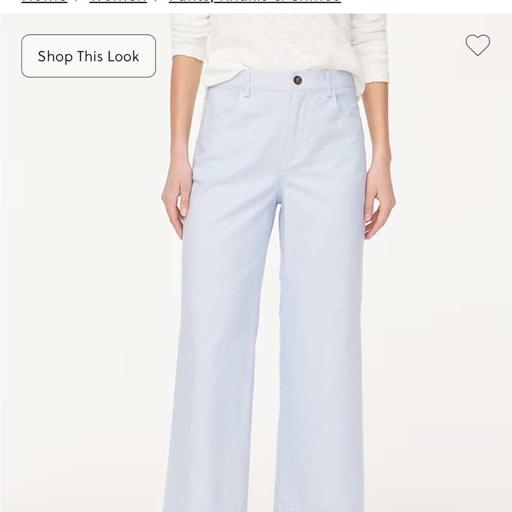 J. Crew Women's Light Blue pinstrip wide leg pants, NWOT, Size 32